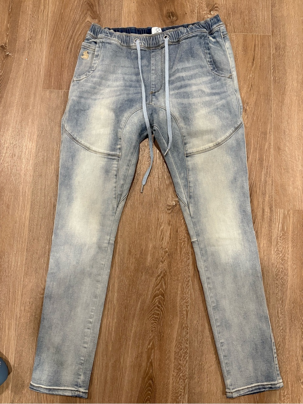 Slim Light Blue Washed Men's Denim Jogger Jeans